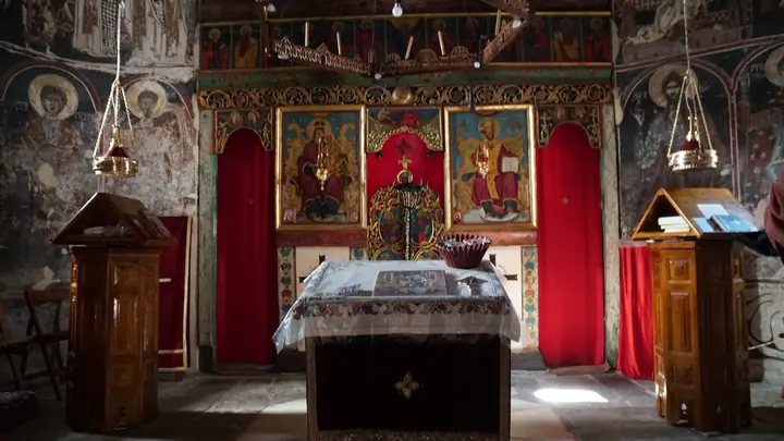 Frescoes inside a monastery church