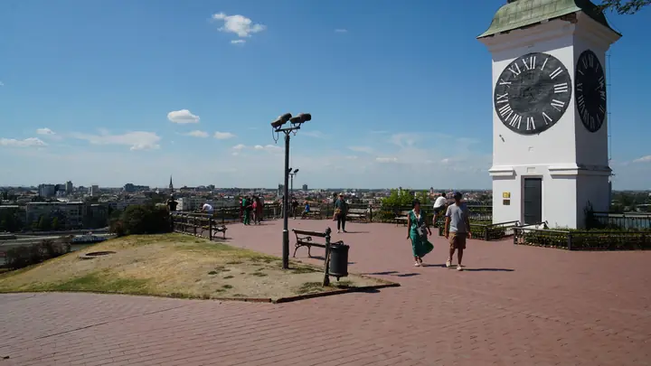 The clock tower on Petrovaradin Fortress