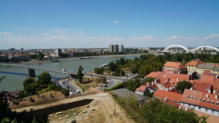 Novi Sad and the Danube bridges seen from Petrovaradin Fortress