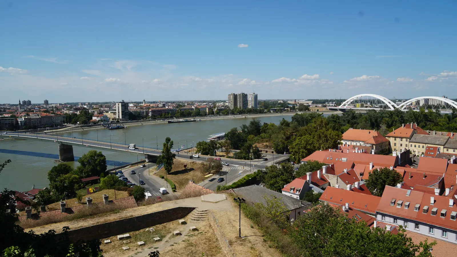Novi Sad and the Danube bridges seen from Petrovaradin Fortress