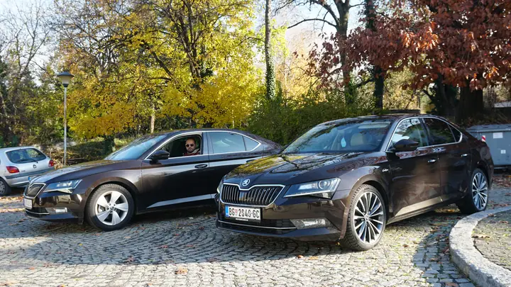 Two of our Škoda Superb cars