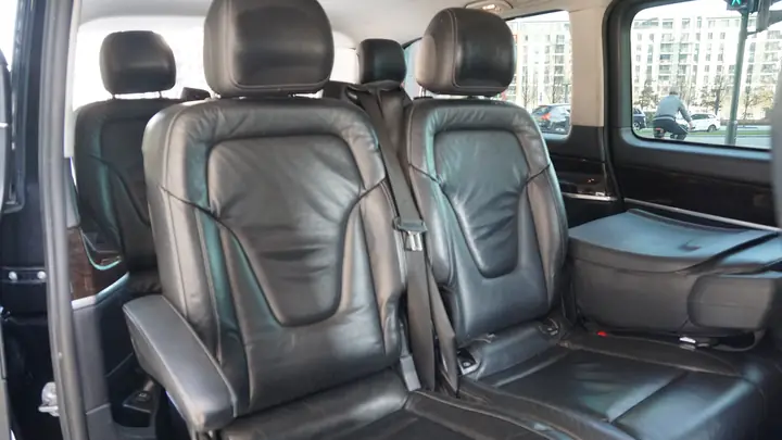 Black leather seats in a V-Class