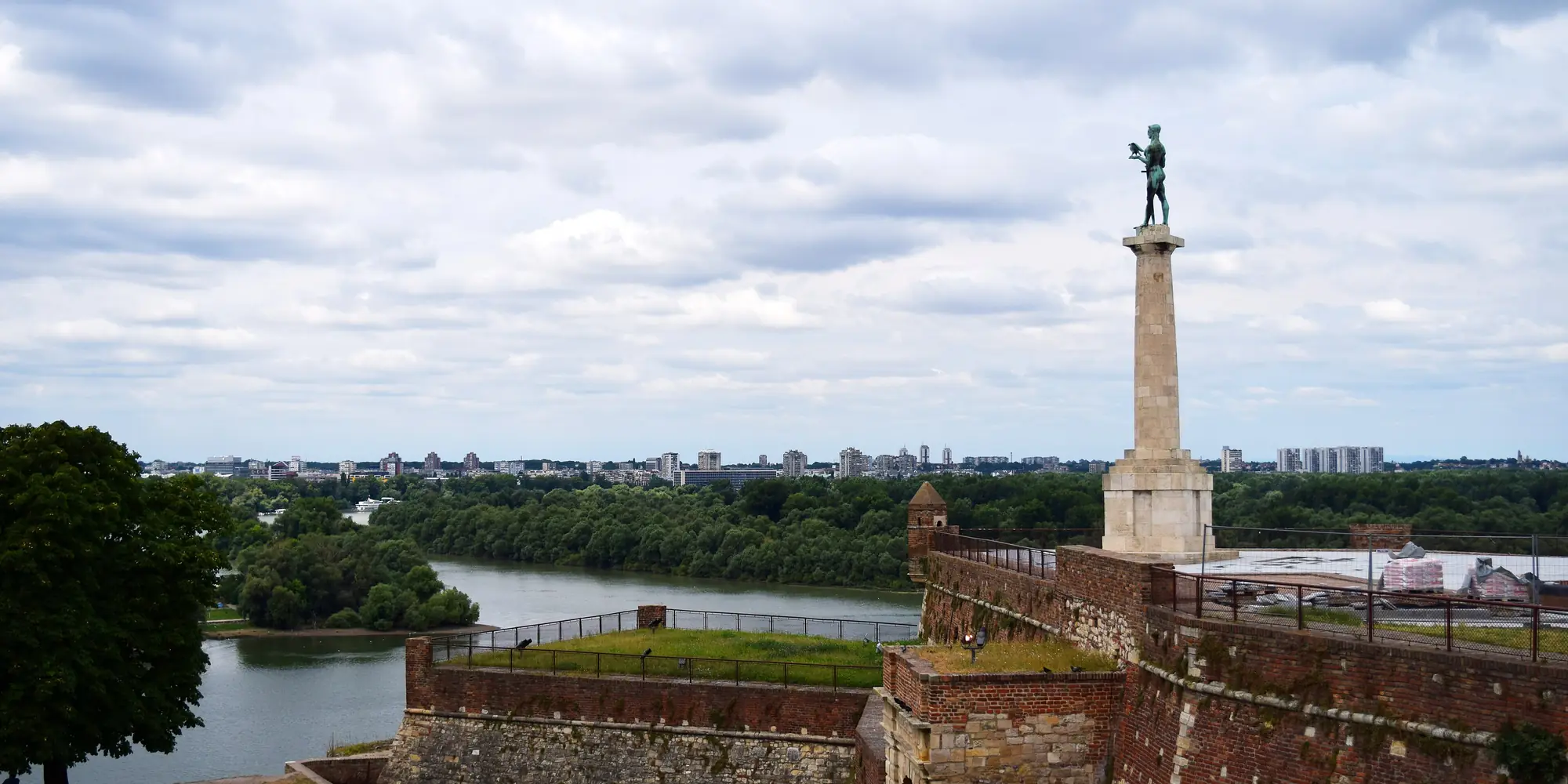 The Victor monument on Belgrade Fortress above the confluence of the Sava and the Danube