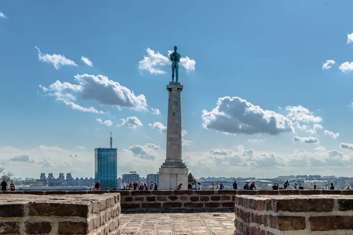 Belgrade Fortress above the confluence of the Sava and the Danube